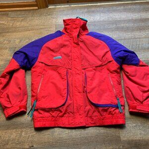 Vtg 90s Columbia Powder Keg Ski Snow Jacket Women's Medium Red Purple Green
